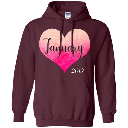 Pregnancy Reveal Announcement Party January 2019 Shirt Maroon