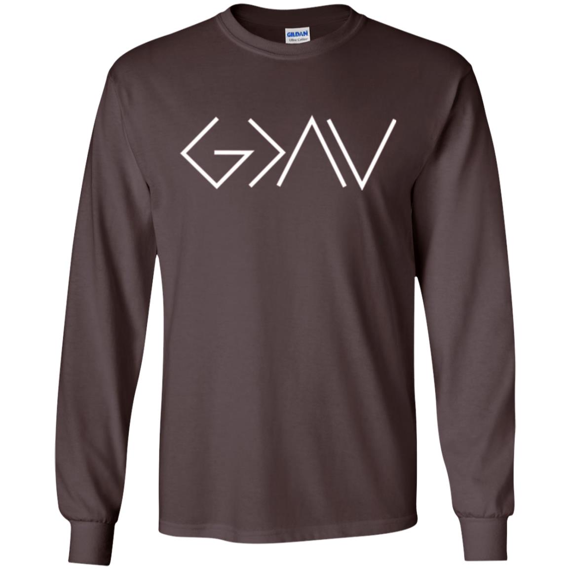 Christian T-shirt God Is Greater Than Our Highs And Our Lows Know Him Dark Chocolate