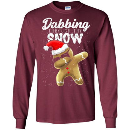 Dabbing Gingerbread T-shirt Dabbing Through The Snow Maroon