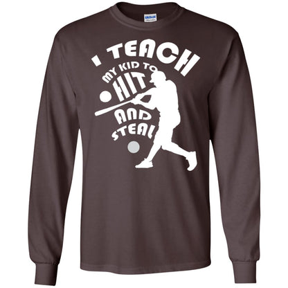 Baseball Lover T-shirt I Teach My Kid To Hit And Steal Dark Chocolate