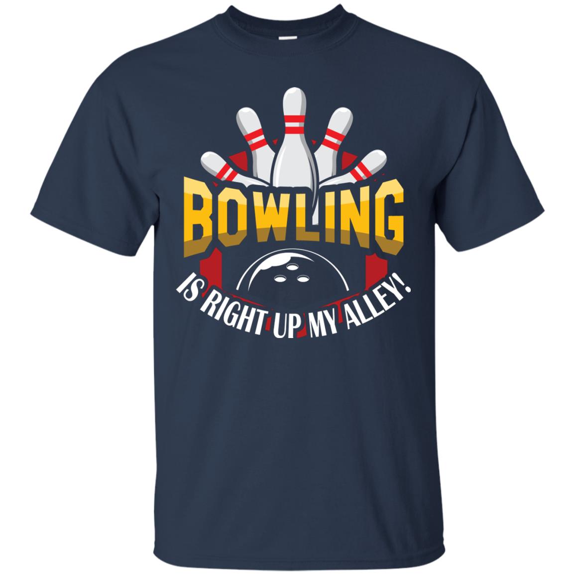 Bowler T-shirt Bowling Is Right Up My Alley Navy