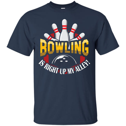 Bowler T-shirt Bowling Is Right Up My Alley Navy