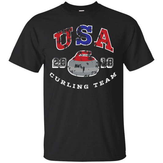 Usa Curling Team 2018 Curling Lover T-shirt Black