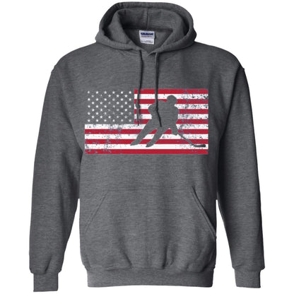 Hockey T-shirt American Flag Usa Patriotic Ice Skating Dark Heather