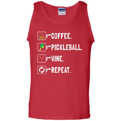 Funny Coffee Lovers T-shirt Pickleball Wine Repeat Red