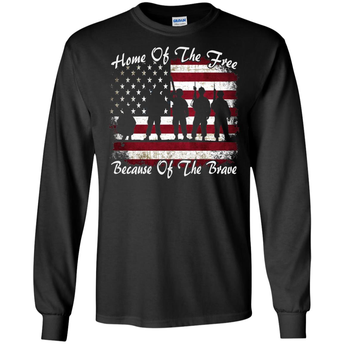 Home Of The Free Because Of The Brave Flag Military Shirt Black