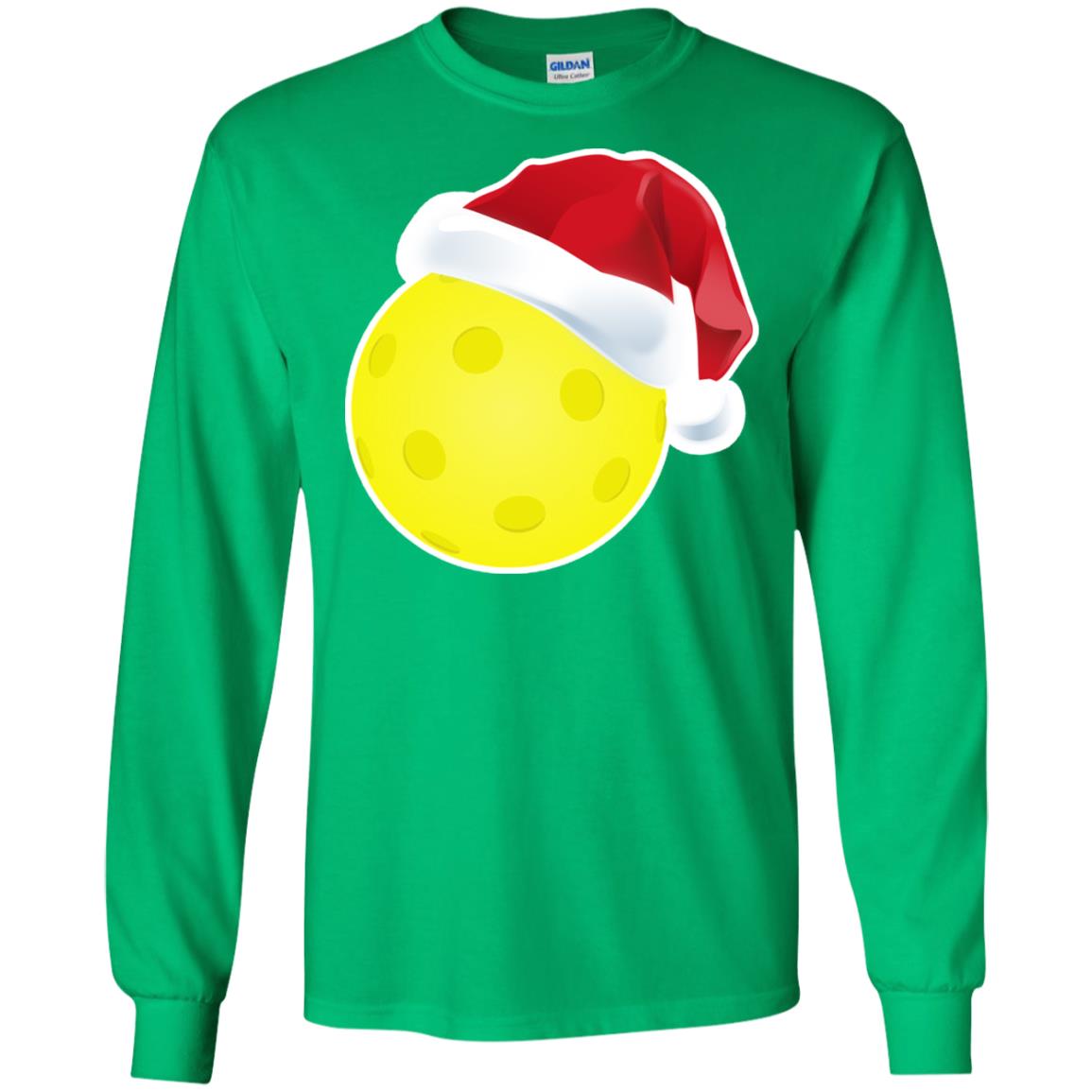Pickleball With Santa Claus Hat X-mas Shirt For Pickleball Lovers Irish Green