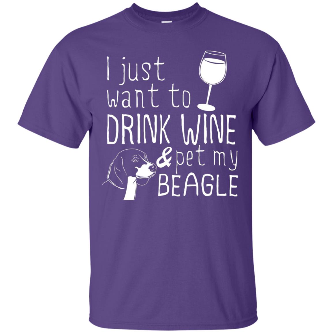 I Just Want To Drink Wine And Pet My Beagle Wine And Dog Lover T-shirt Purple