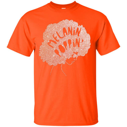 Melanin Poppin Black Beauty African Pride Rose Gold T-shirt Orange