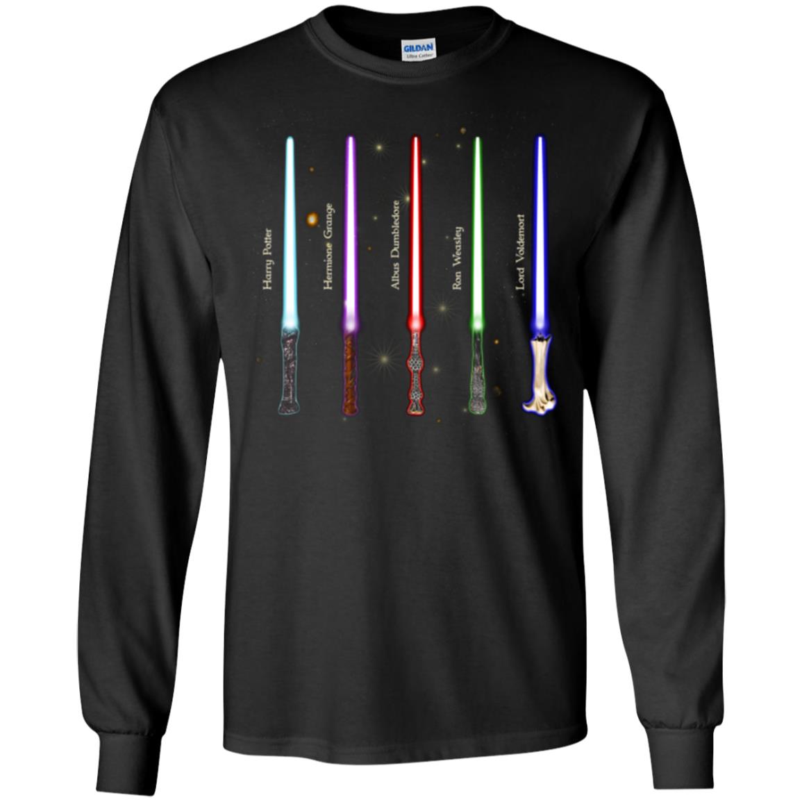 Harry Potter Lightsaber Wands Movie Fan T-shirt Black