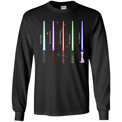 Harry Potter Lightsaber Wands Movie Fan T-shirt Black