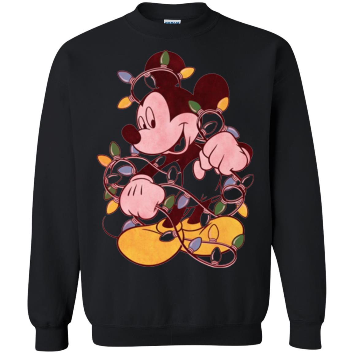 Christmas Lights T-shirt Disney Mickey Mouse Black
