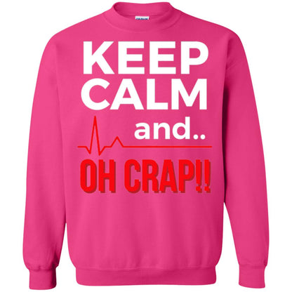 Funny Emergency Room T-shirt Keep Calm Oh Crap Flatline Heliconia