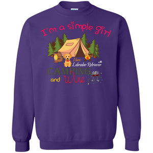 I’m A Simple Girl I Love Labrador Camping And Wine ShirtG180 Gildan Crewneck Pullover Sweatshirt 8 oz.