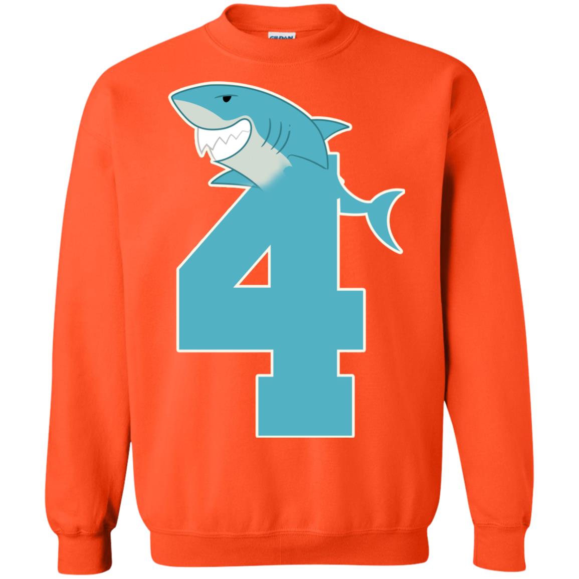 4th Birthday Shark Party Shirt Orange