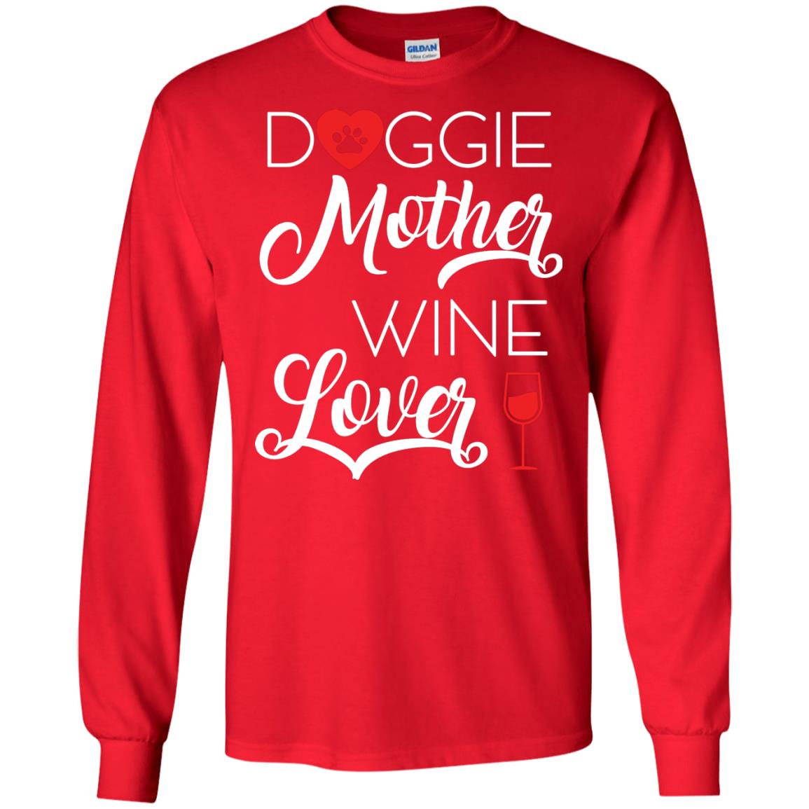 Doggie Mother Wine Lover Dog And Wine Gift Shirt For Mom Red