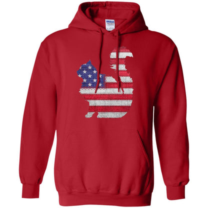 Patriotic Maine Coon American Flag Embroidery T-shirt Red