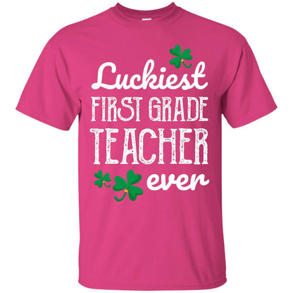 Luckiest First Grade Teacher Ever St. Patricks Day T-shirt Heliconia