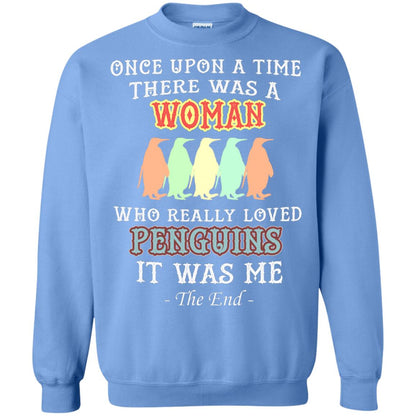 There Was A Woman Who Really Loved Penguins It Was Me Shirt Carolina Blue