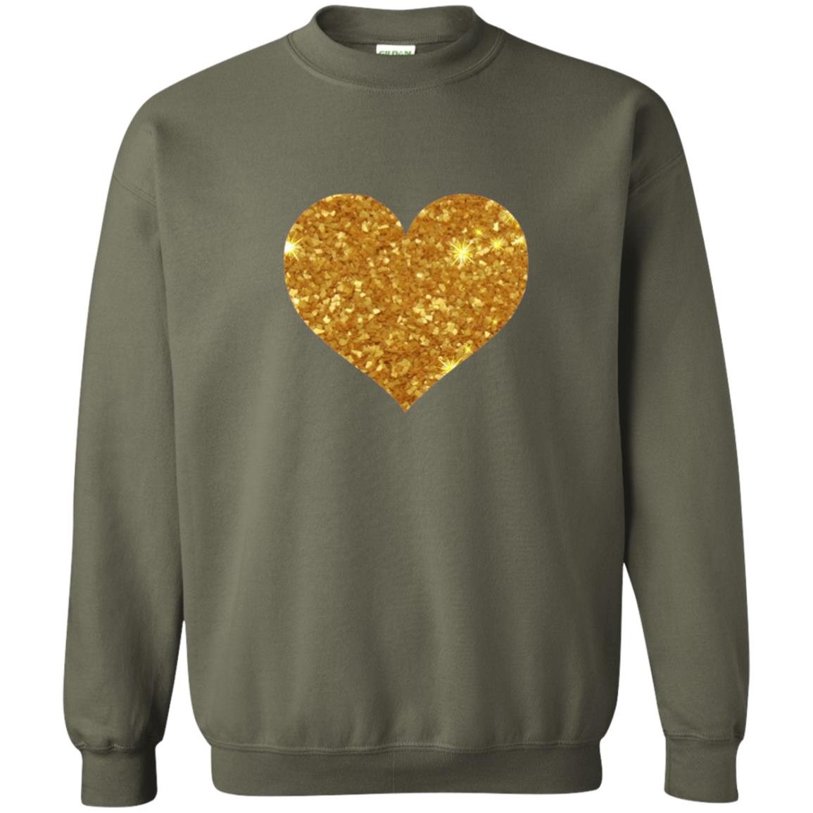 Valentine_s Day T-shirt Gold Heart Military Green