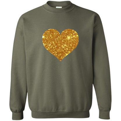 Valentine_s Day T-shirt Gold Heart Military Green