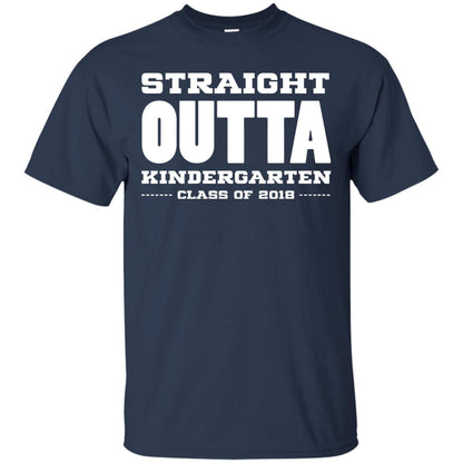 Straight Outta Kindergraten Class Of 2018 Graduation Shirt Navy