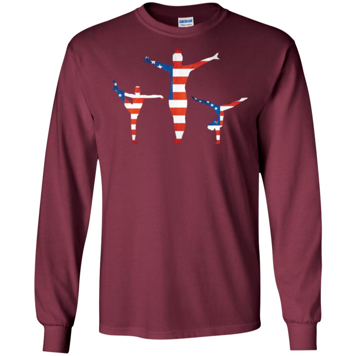 Gymastic T-shirt American Flag Maroon