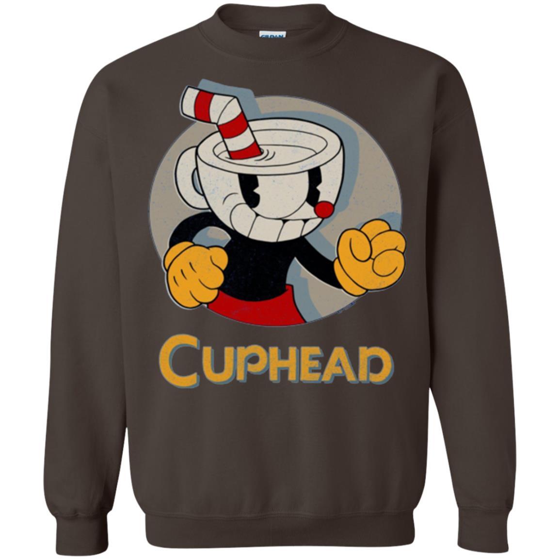 Cuphead Circle Shadow Profile Vintage Graphic T-shirt Dark Chocolate
