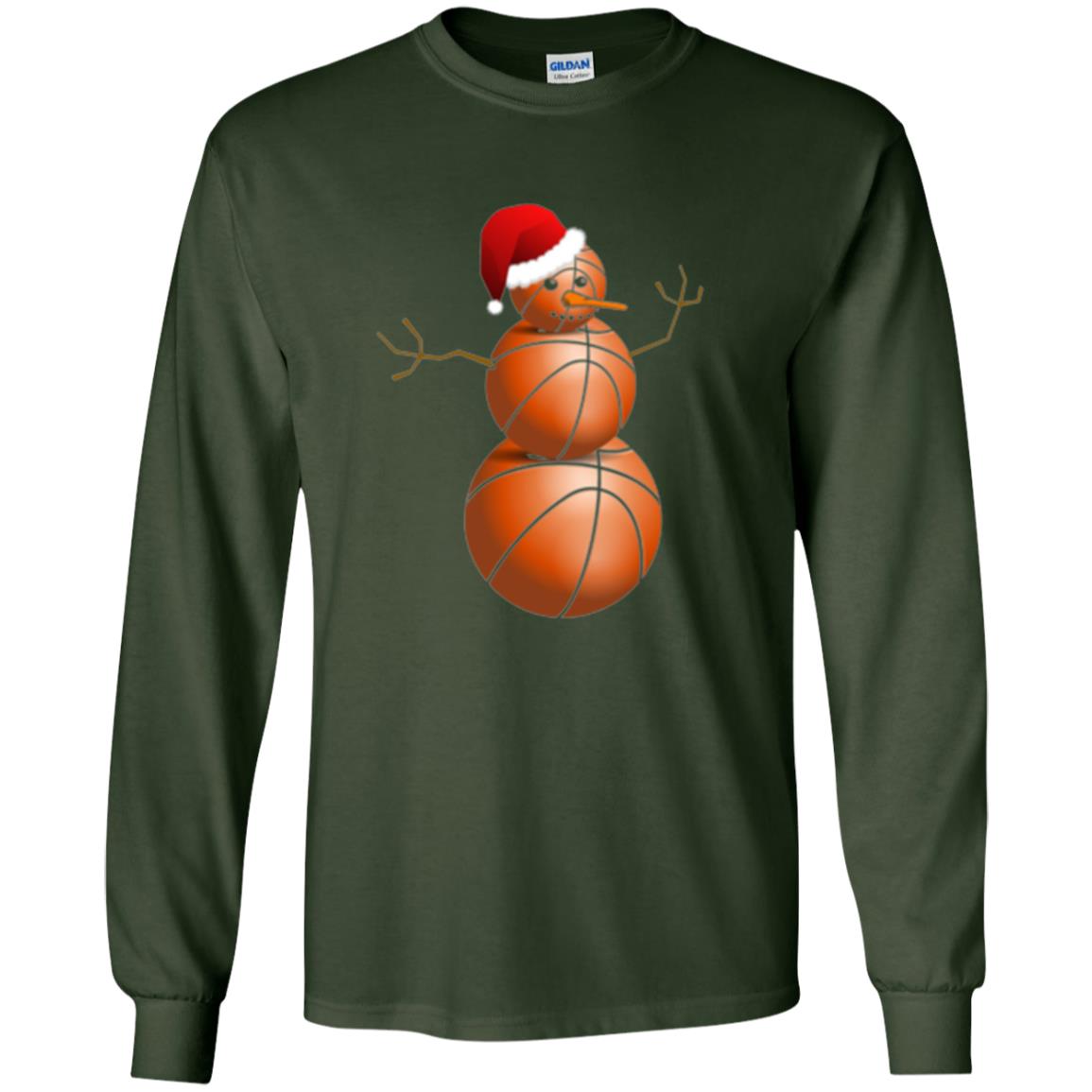 Christmas T-shirt Basketball Snowman Forest Green