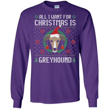 Chirstmas T-shirt All I Want For Christmas Is Greyhound Purple