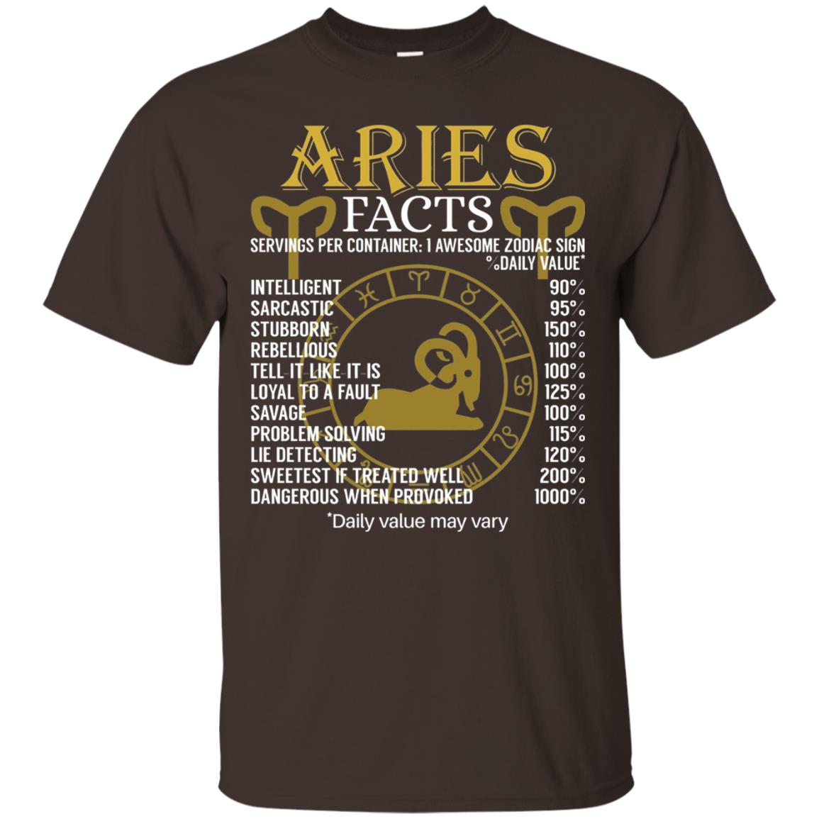 Aries Facts Zodiac Sign T-shirt Dark Chocolate