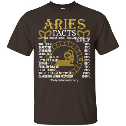 Aries Facts Zodiac Sign T-shirt Dark Chocolate