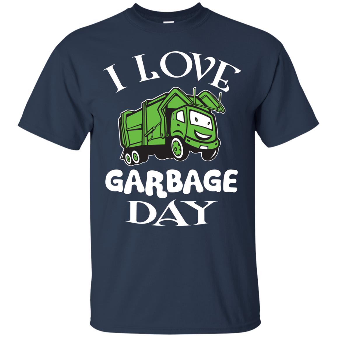 I Love Garbage Day Trash Truck T-shirt Navy