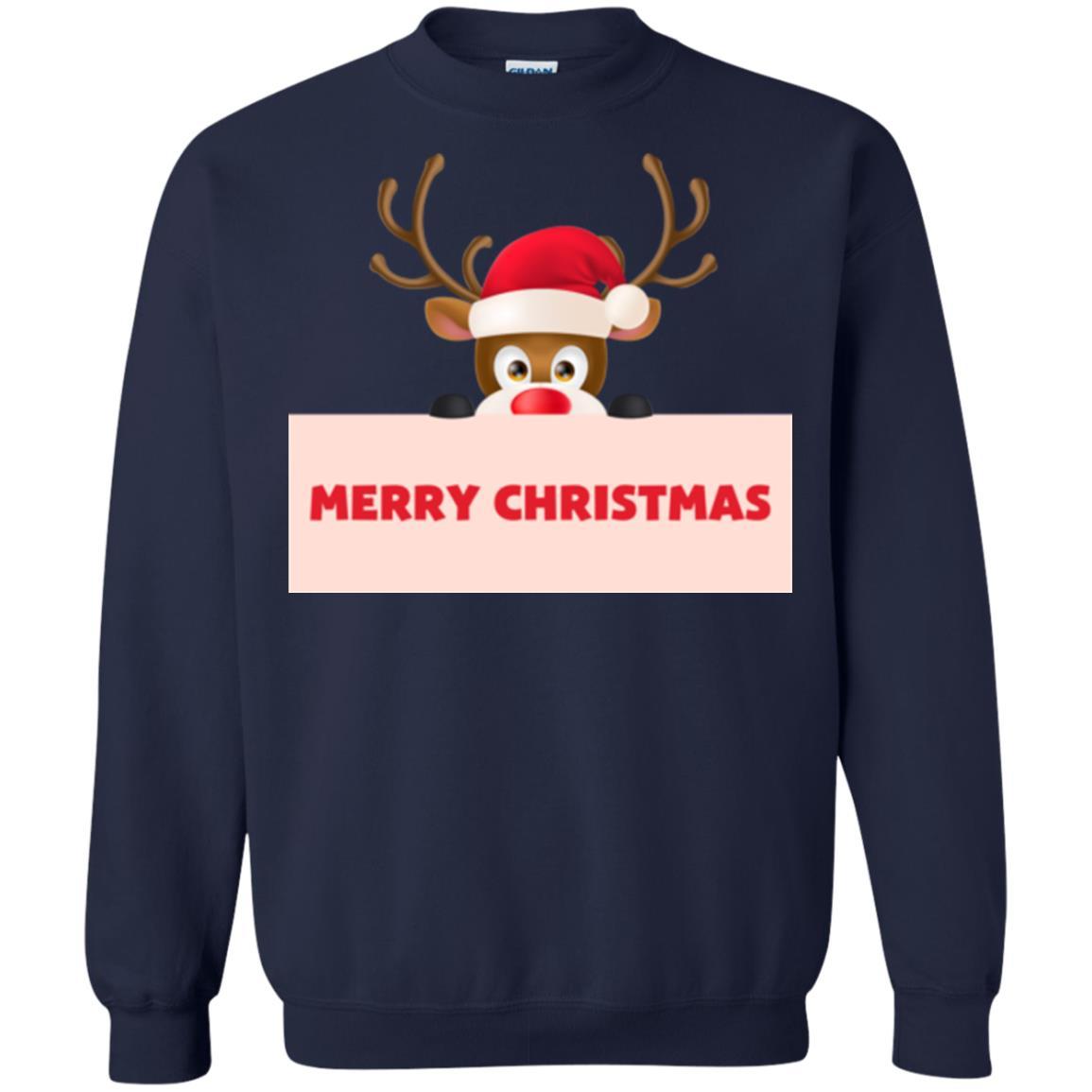 Christmas T-shirt Reindeer Merry Christmas T-shirt Navy