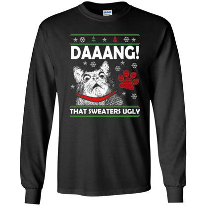 Christmas Cat T-shirt Daaang That Sweaters Ugly Black