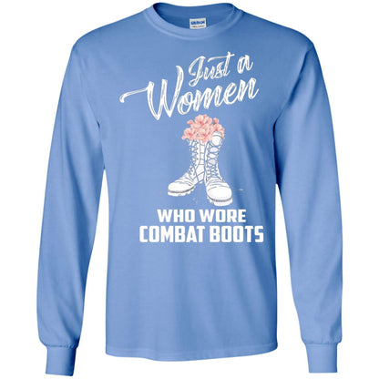 Just A Woman Who Wore Combat Boots Female Veteran T-shirt Carolina Blue