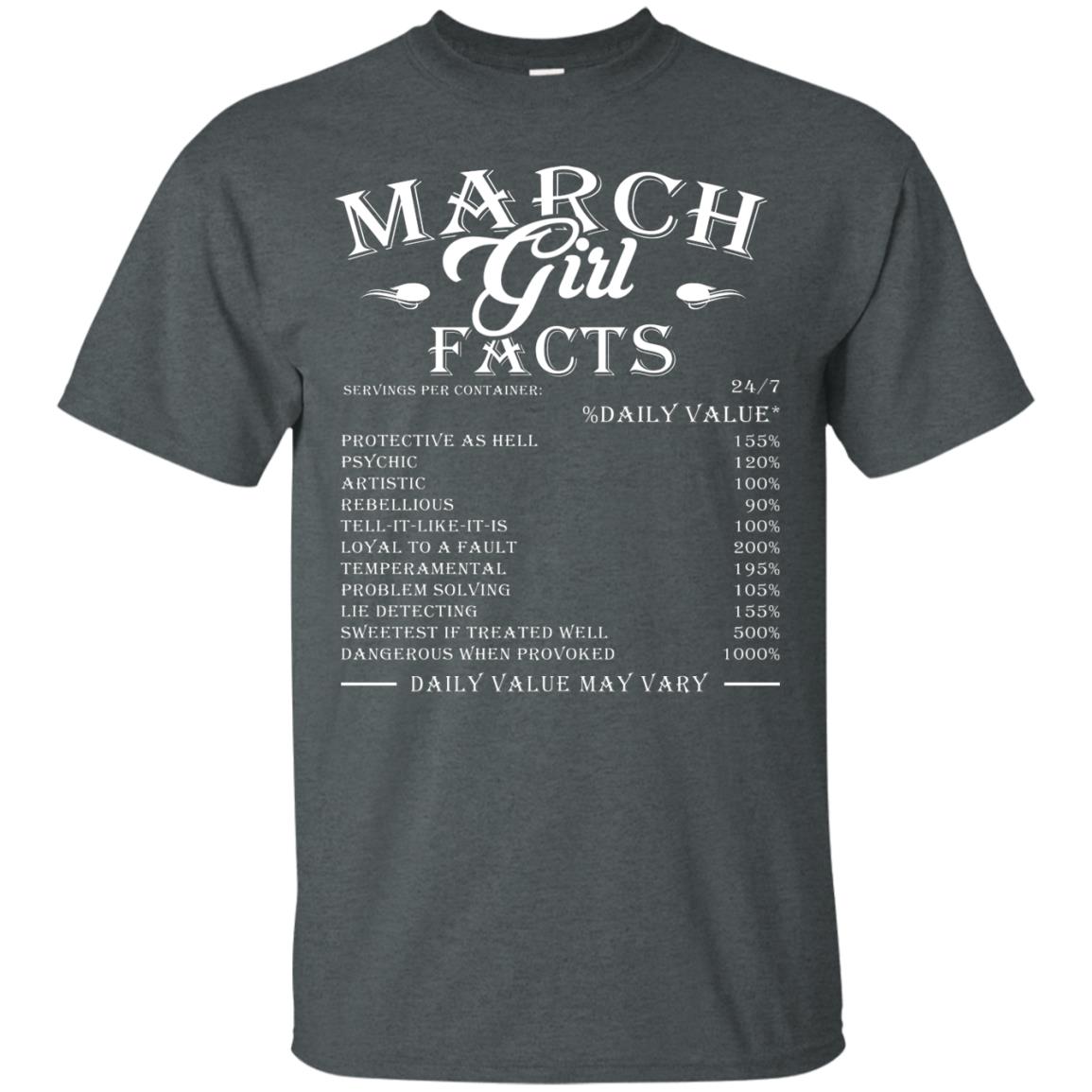 March Girl Facts Facts T-shirt Dark Heather