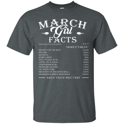 March Girl Facts Facts T-shirt Dark Heather