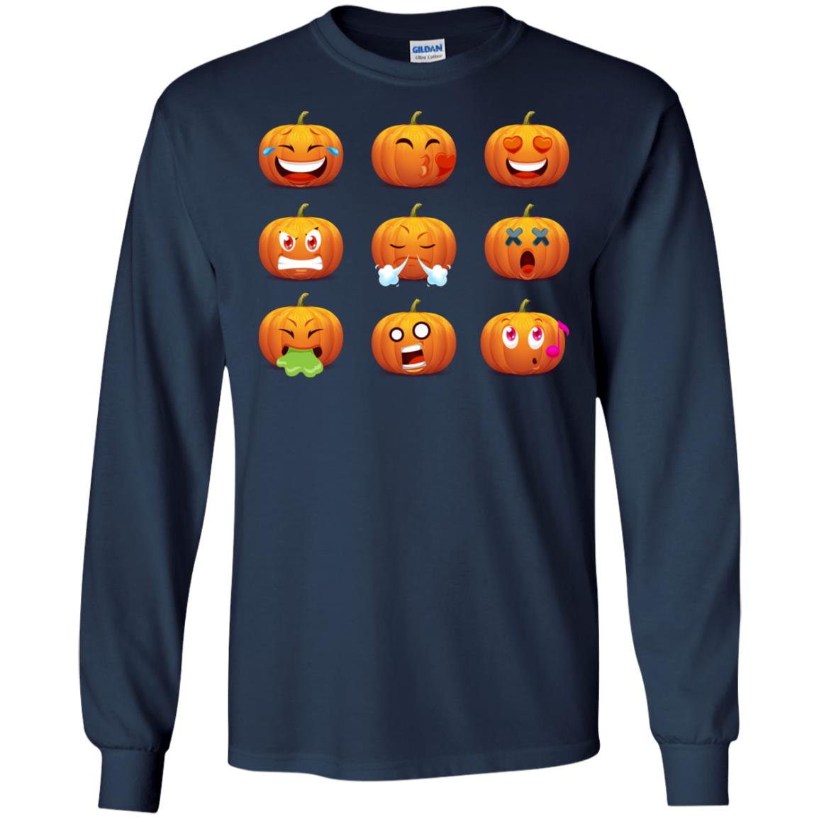 Funny Pumpkins Emoji Halloween Gift Shirt Navy