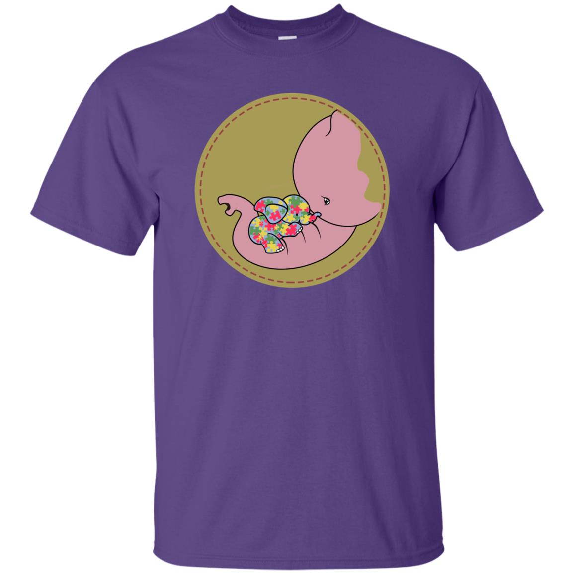 Elephant Mom And Baby Autism Awareness Shirt Purple
