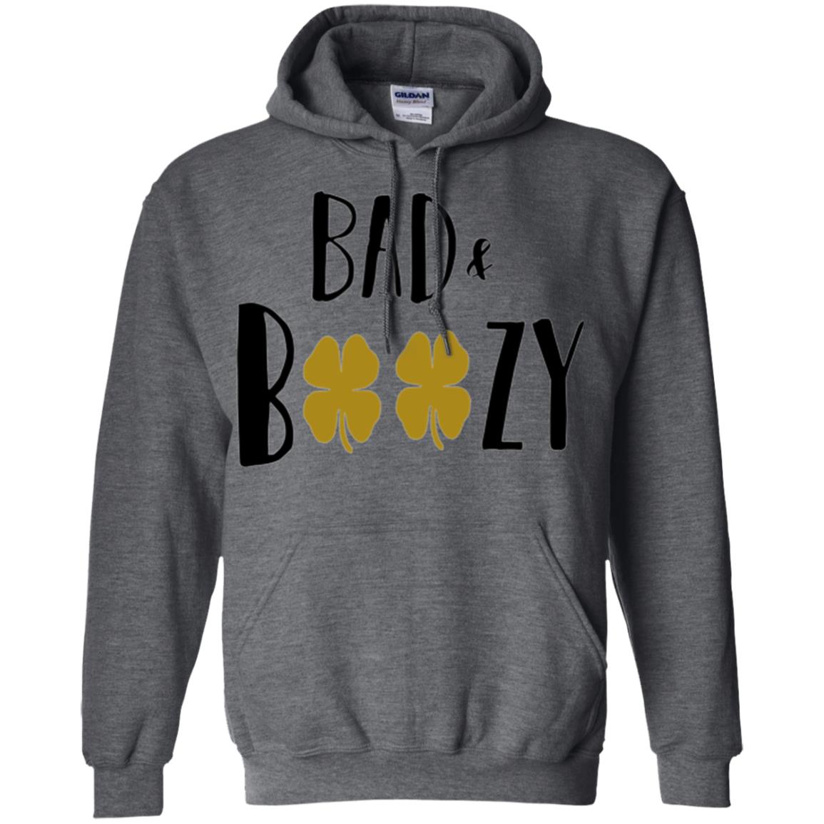 Bad And Boozy Funny Saint Patrick Day Drinking T-shirt Dark Heather