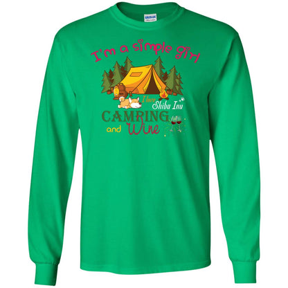 I’m A Simple Girl I Love Shiba Inu Camping And Wine Shirt Irish Green
