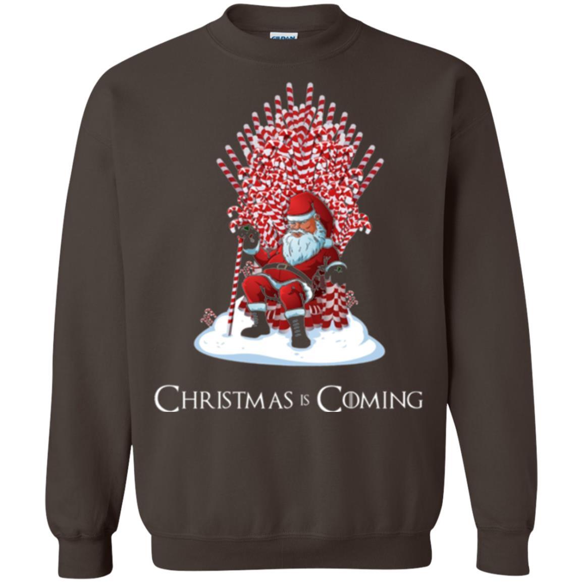 Funny Christmas T-shirt Santa Candy Cane Throne Dark Chocolate