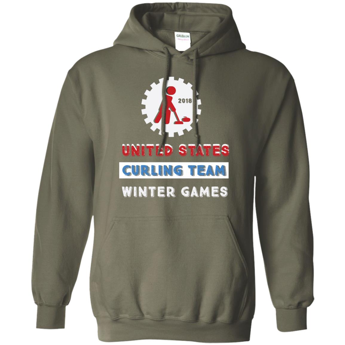 United States Curling Team Winter Games Curling Lover T-shirt Military Green