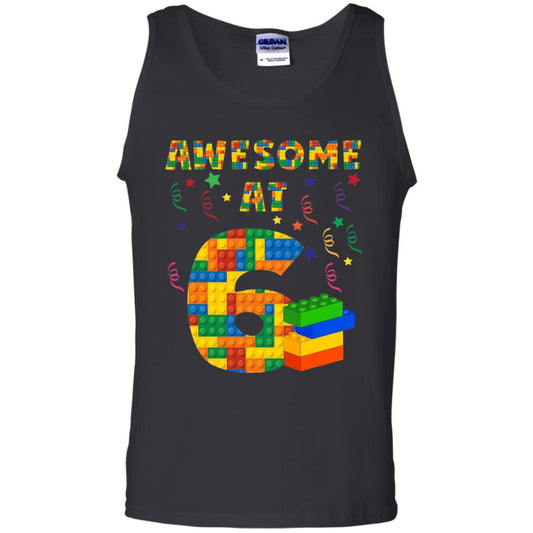 Awesome At 6 Age 6 Six Blocks Bricks Theme Shirt Black