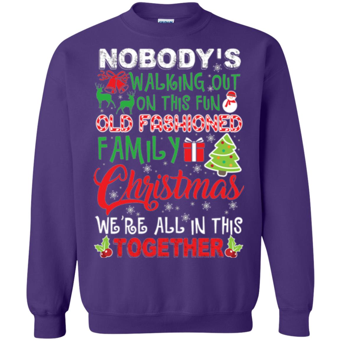 Christmas T-shirt We_re All In This Together Purple