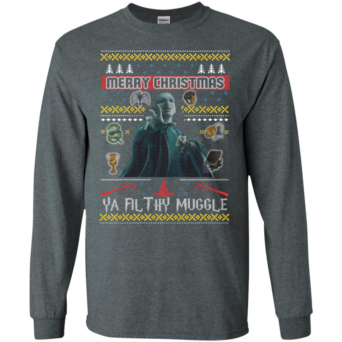 Merry Christmas Ya Filthy Muggle Harry Potter Fan T-shirtG240 Gildan LS Ultra Cotton T-Shirt