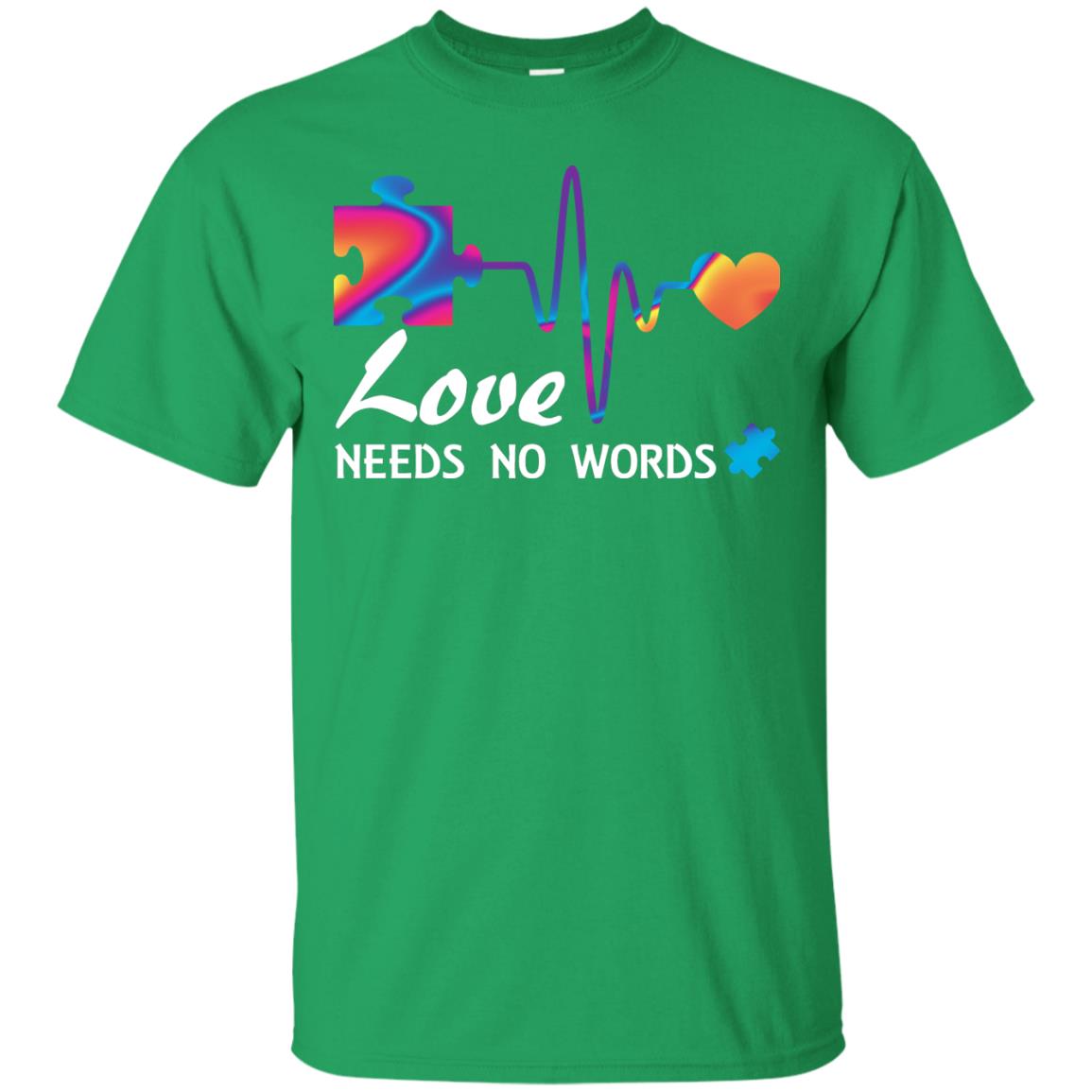 Love Needs No Words Puzzle Heartbeat Gift Shirt For Autism Awareness Irish Green