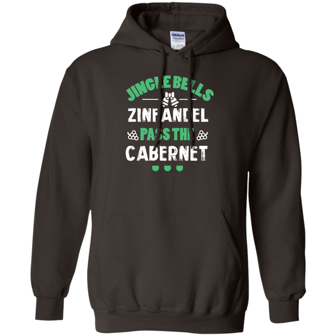 Christmas T-Shirt Jingle Bells Zinfandel Pass The Cabernet Dark Chocolate