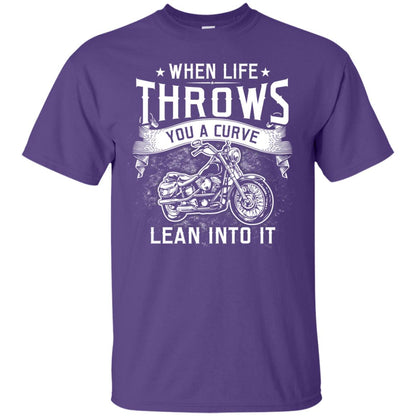 When Life Throws You A Curve Lean Into It Motorcycle Shirt Purple